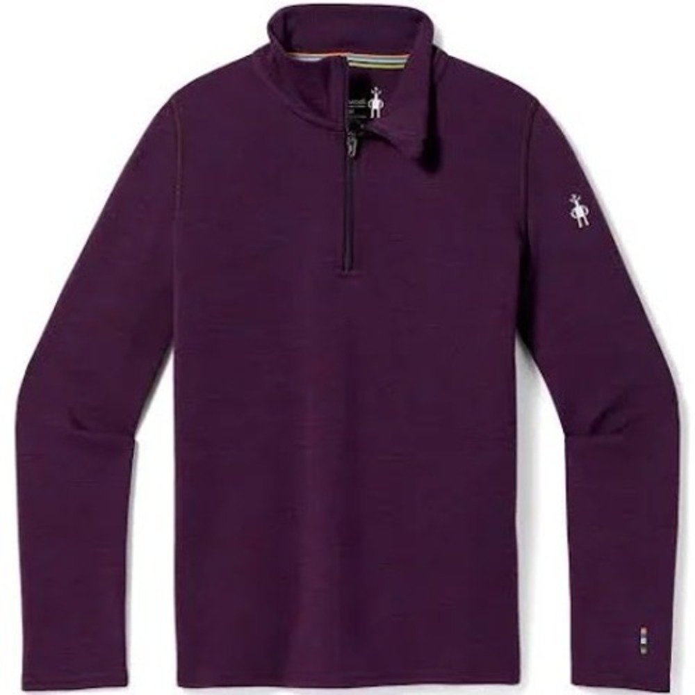 Smartwool Kids Purple 100% Merino Wool Quarter Zip Base Layer Top Size M